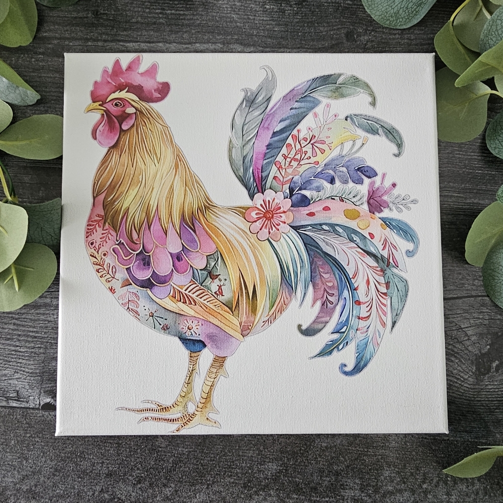 Colorful Rooster Canvas Art
